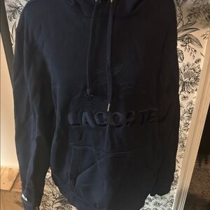 Lacoste Navy Embossed Logo Hoodie
